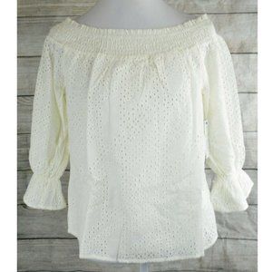 Eva Longoria Off-Shoulder Blouses Top Shirt Eyelet